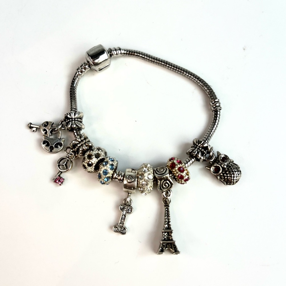 Pandora Sterling Silver Snake-Chain Charm Bracelet